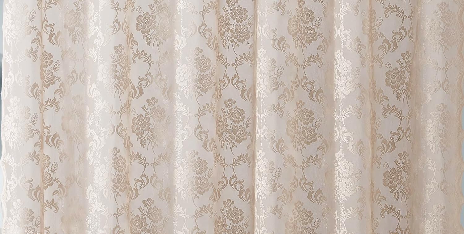 WARM HOME DESIGNS Linen Shower Curtain with Valance and Tassels