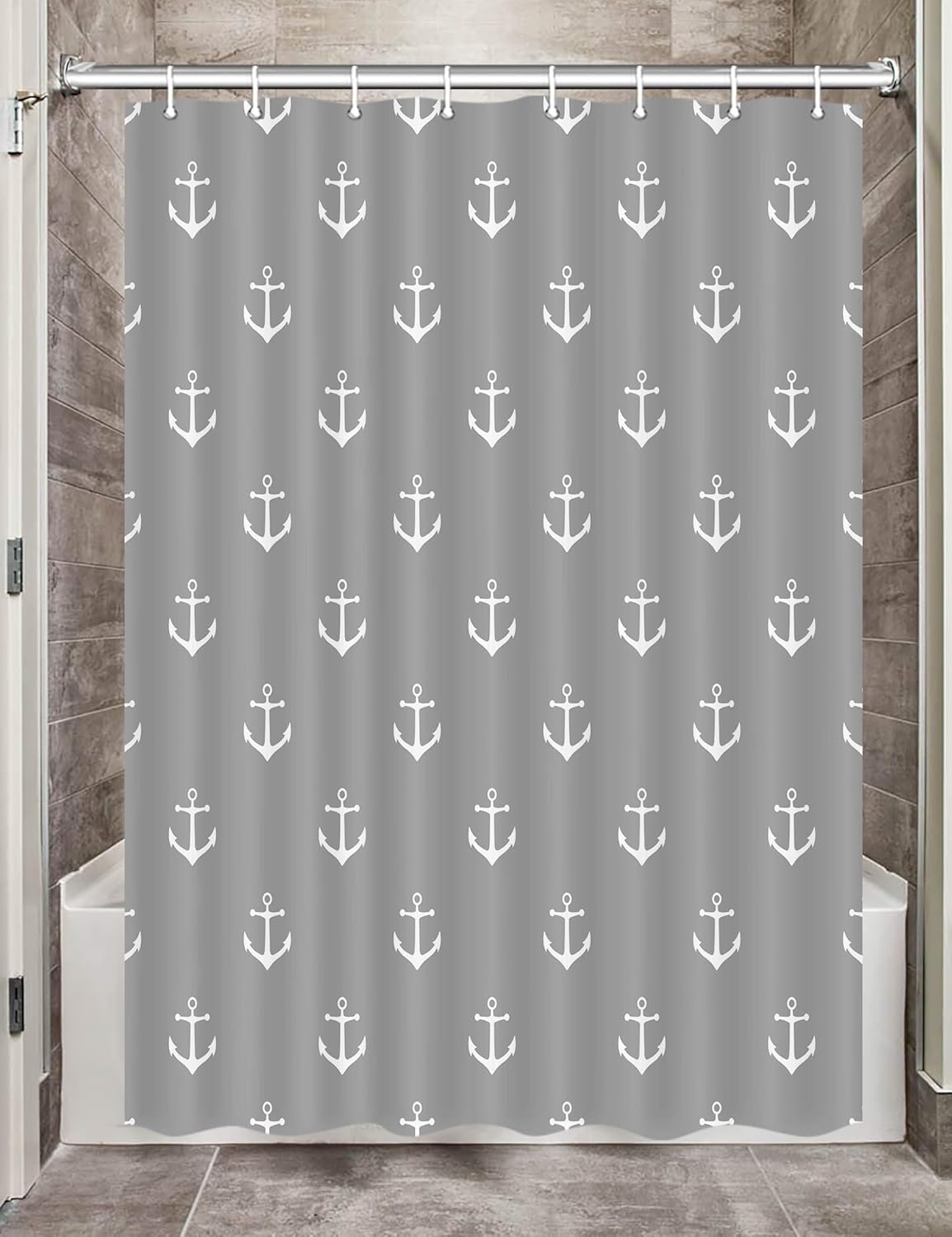 DYNH Nautical Anchor Shower Curtain for RV 47X64 Inches Grey