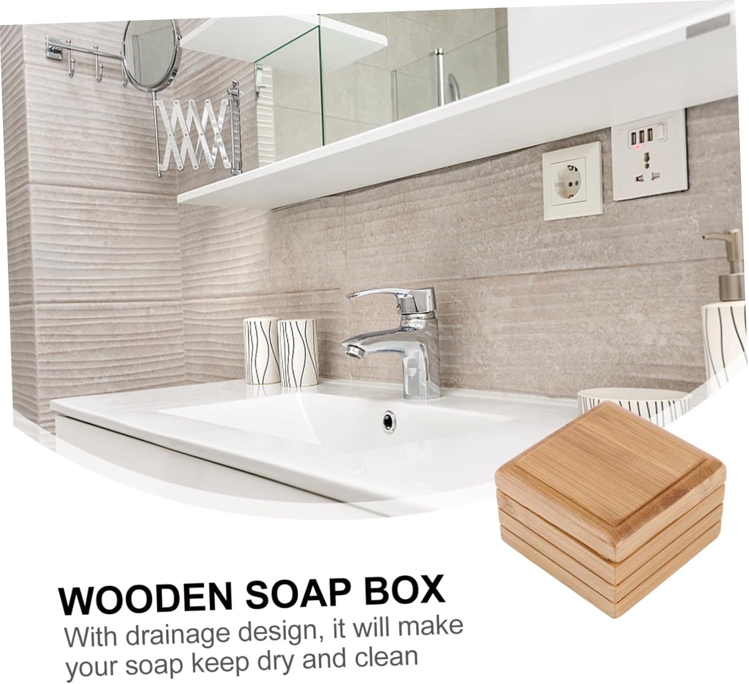 Amosfun Rustic Soap Dish with Drainage