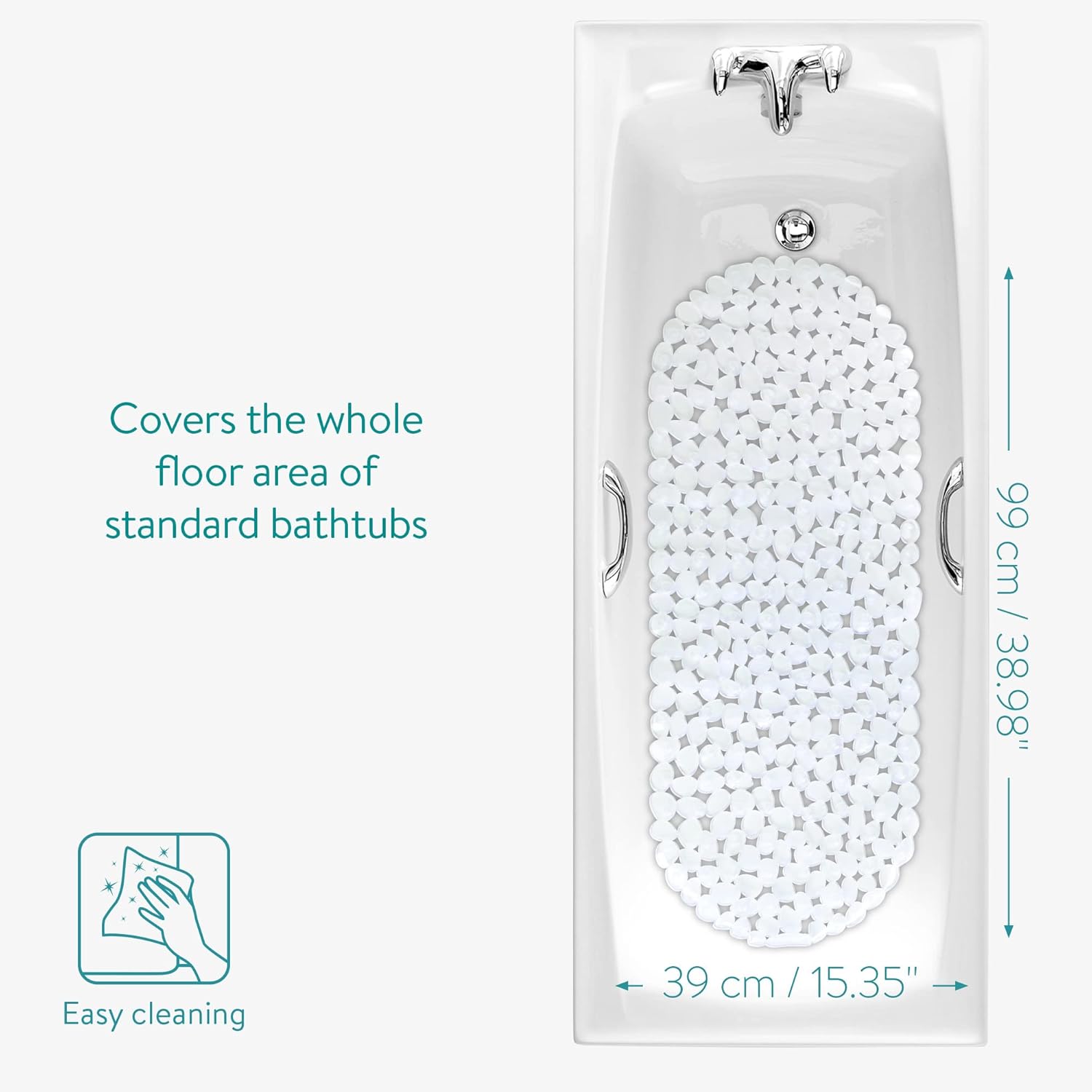Navaris Pebble Bath Mat - Non Slip with Suction Cups