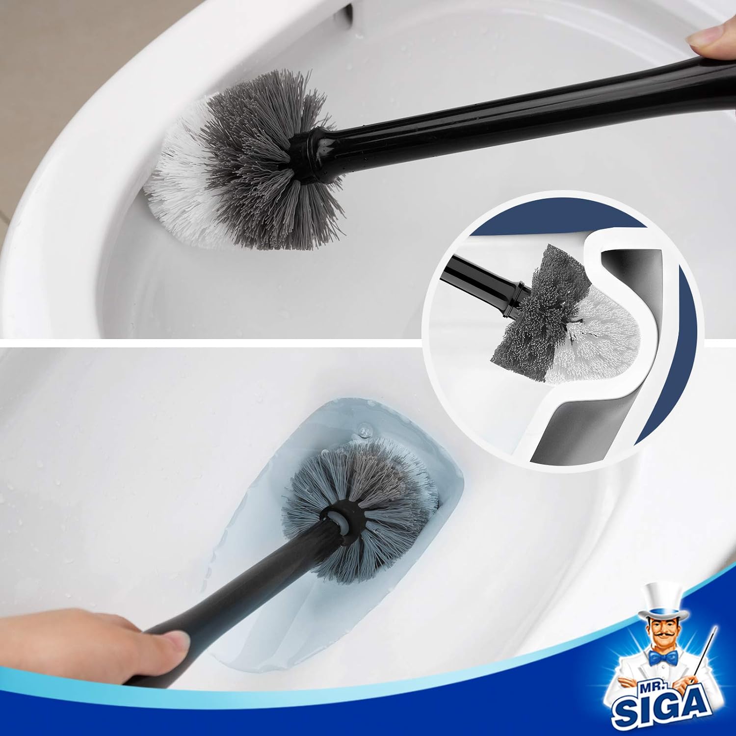 MRSIGA Toilet Bowl Brush and Holder Premium Black 1 Pack