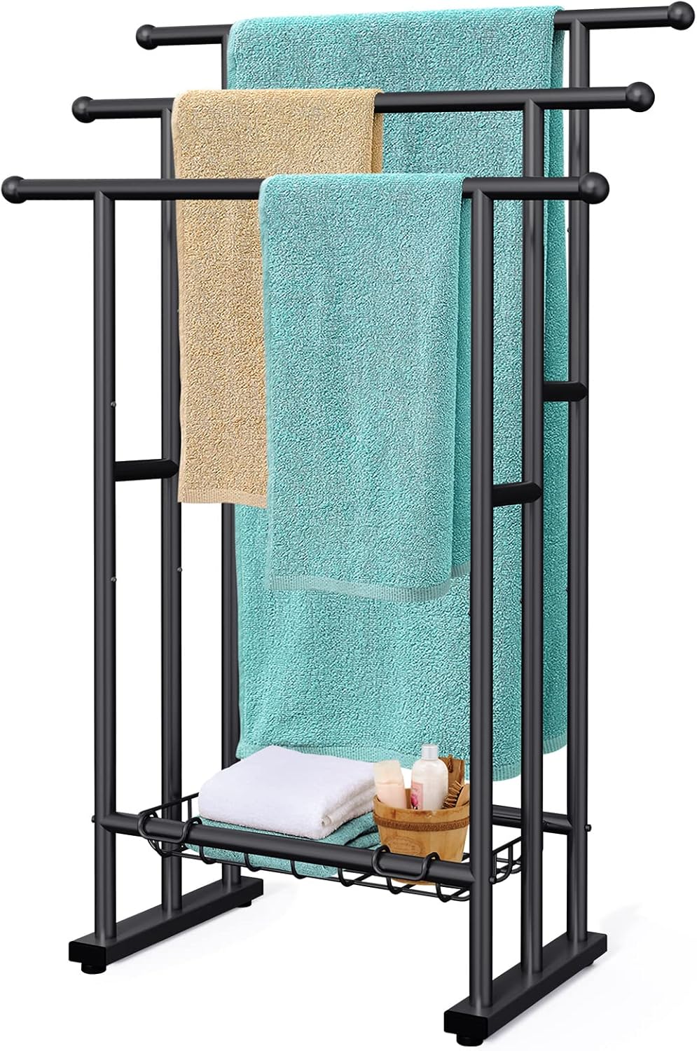 Kayfia 40 H Free Standing Towel Rack 3 Tier with Basket