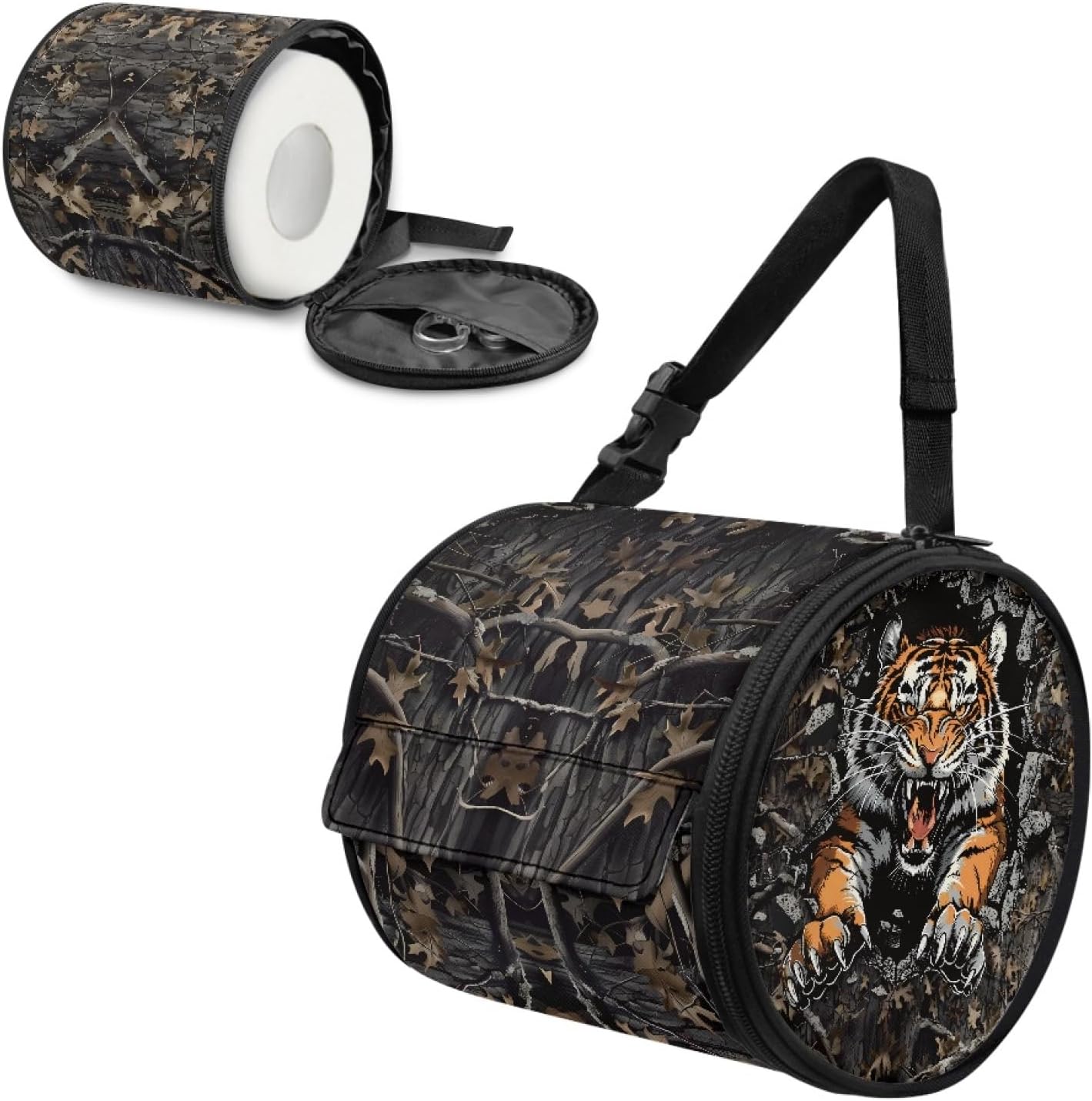 Tiger Camo Paper Towel Storage Bag for Hiking Camping Bathroom