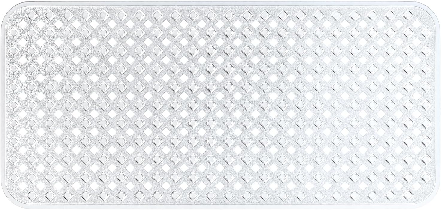 Clara Clark Non Slip Bath Mat 35x16 with Suction Cups and Drainage Holes