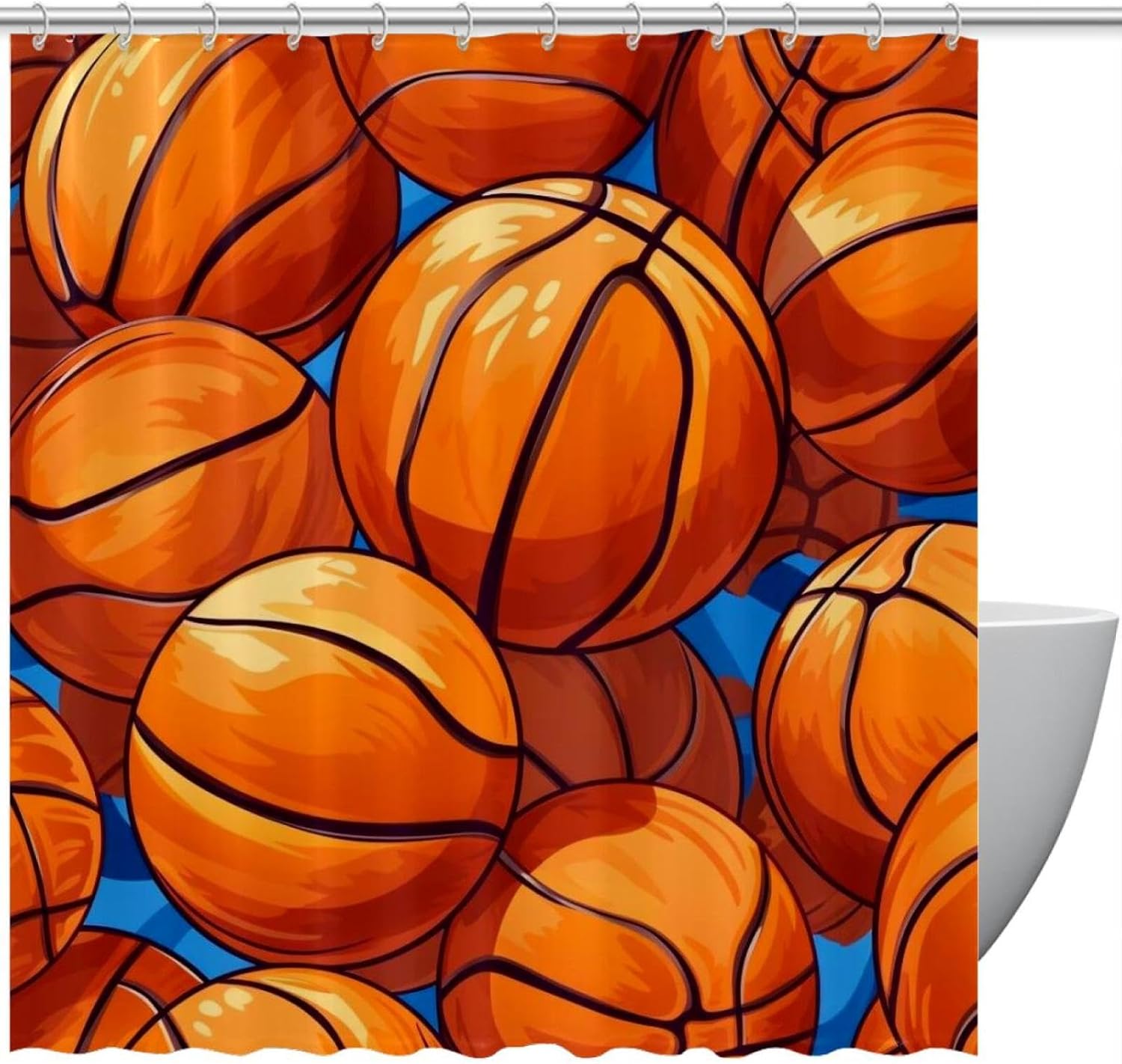 VAPOKF Basketball Shower Curtain with 12 Hooks 60x72 Inches