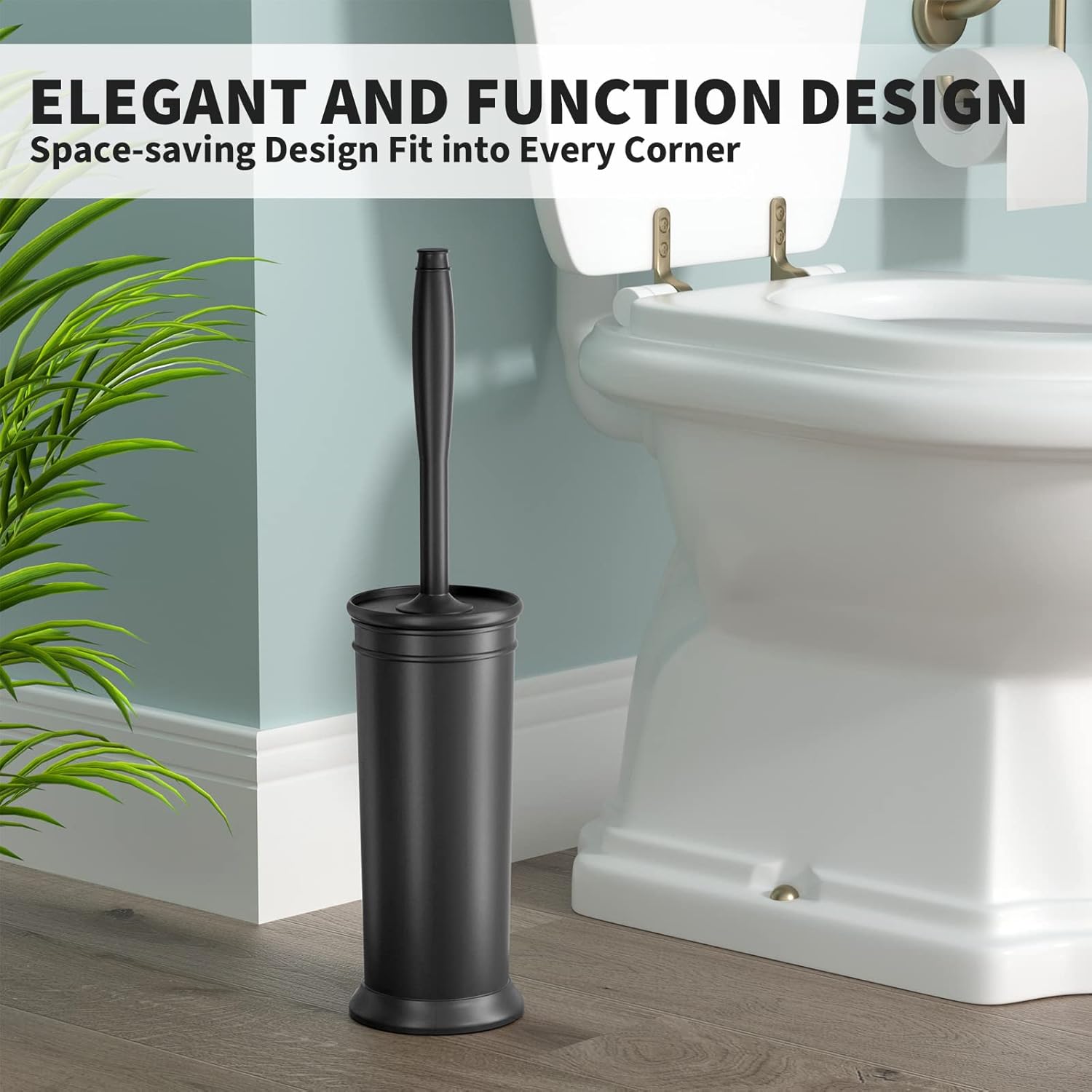 Uptronic Toilet Brush and Holder 2 Pack - Black