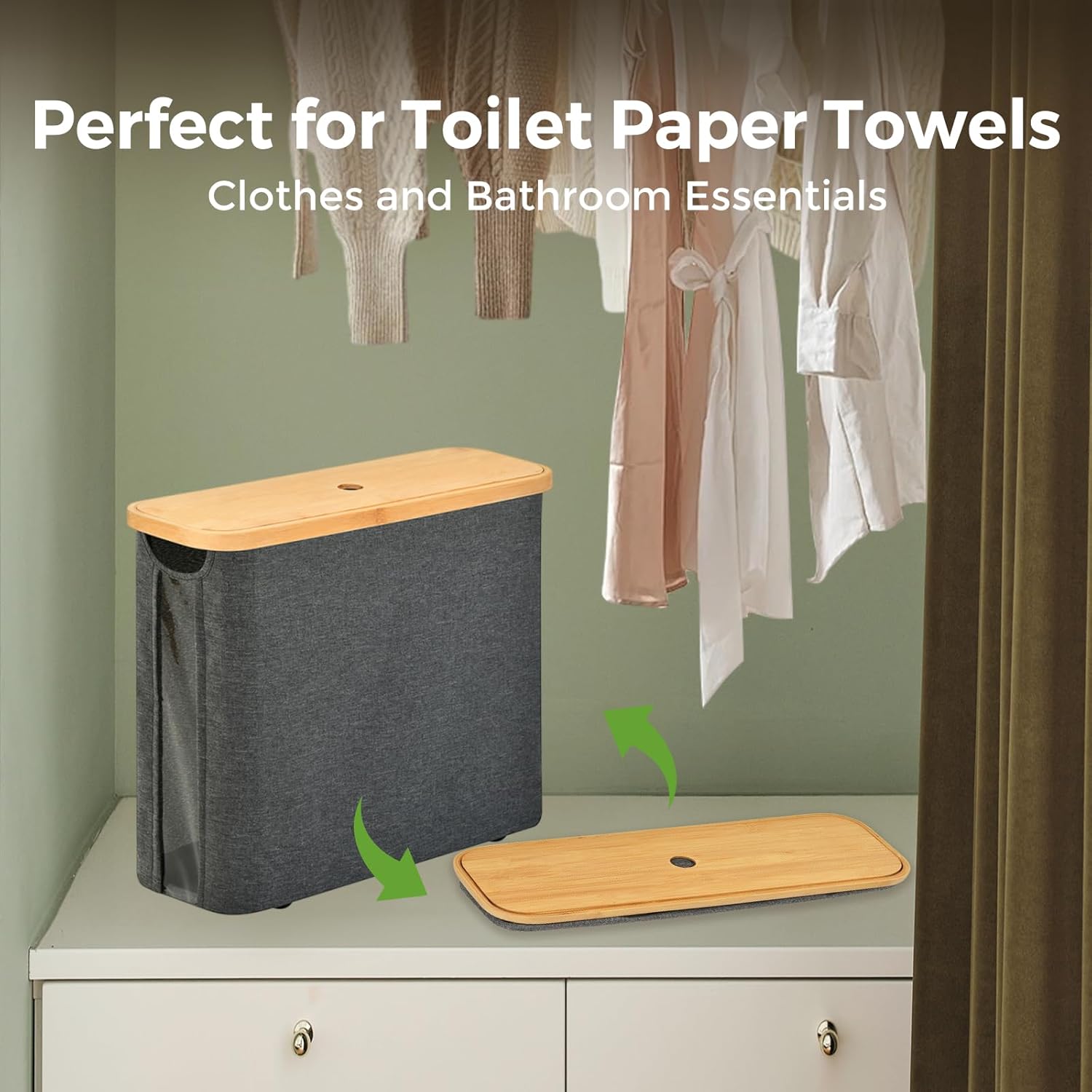 Toilet Paper Holder with Lid for 9 Rolls Gray
