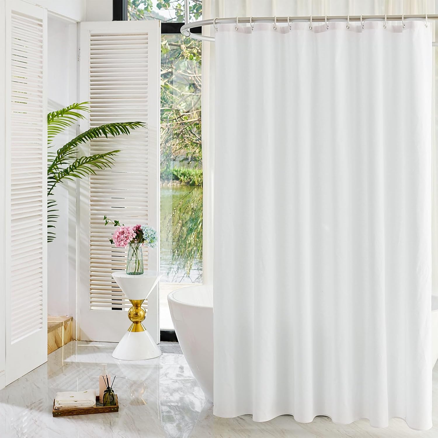 YISURE 100 Cotton Shower Curtain 72x72 White