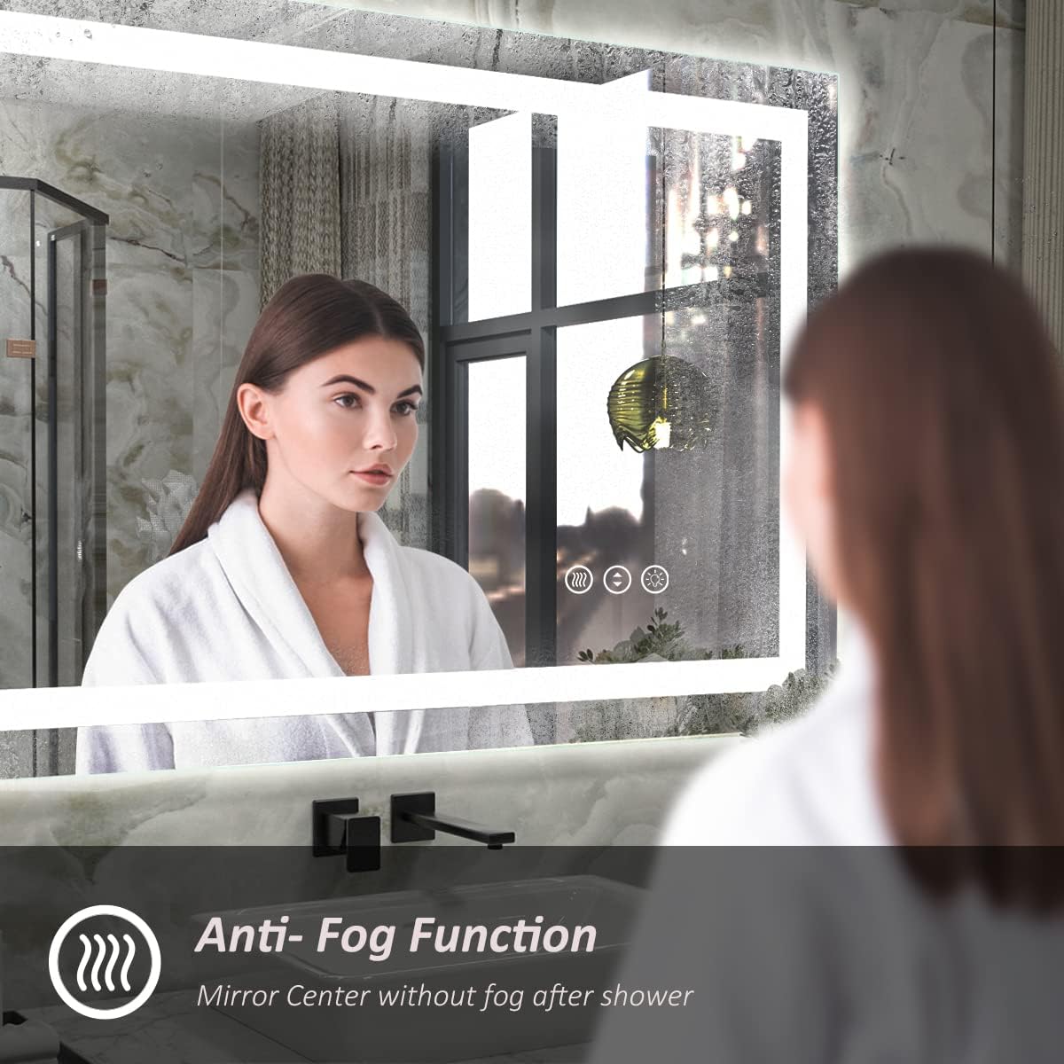 ODDSAN 40x32 Smart LED Bathroom Mirror with Anti-Fog