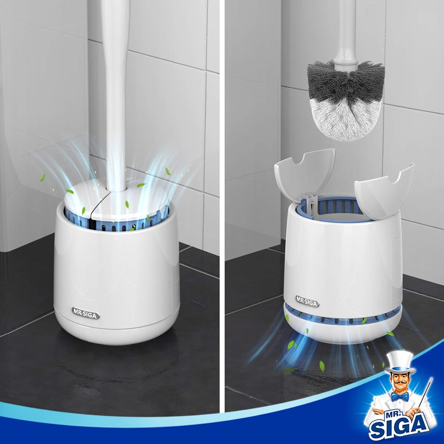 MRSIGA Toilet Bowl Brush and Holder White 1 Pack