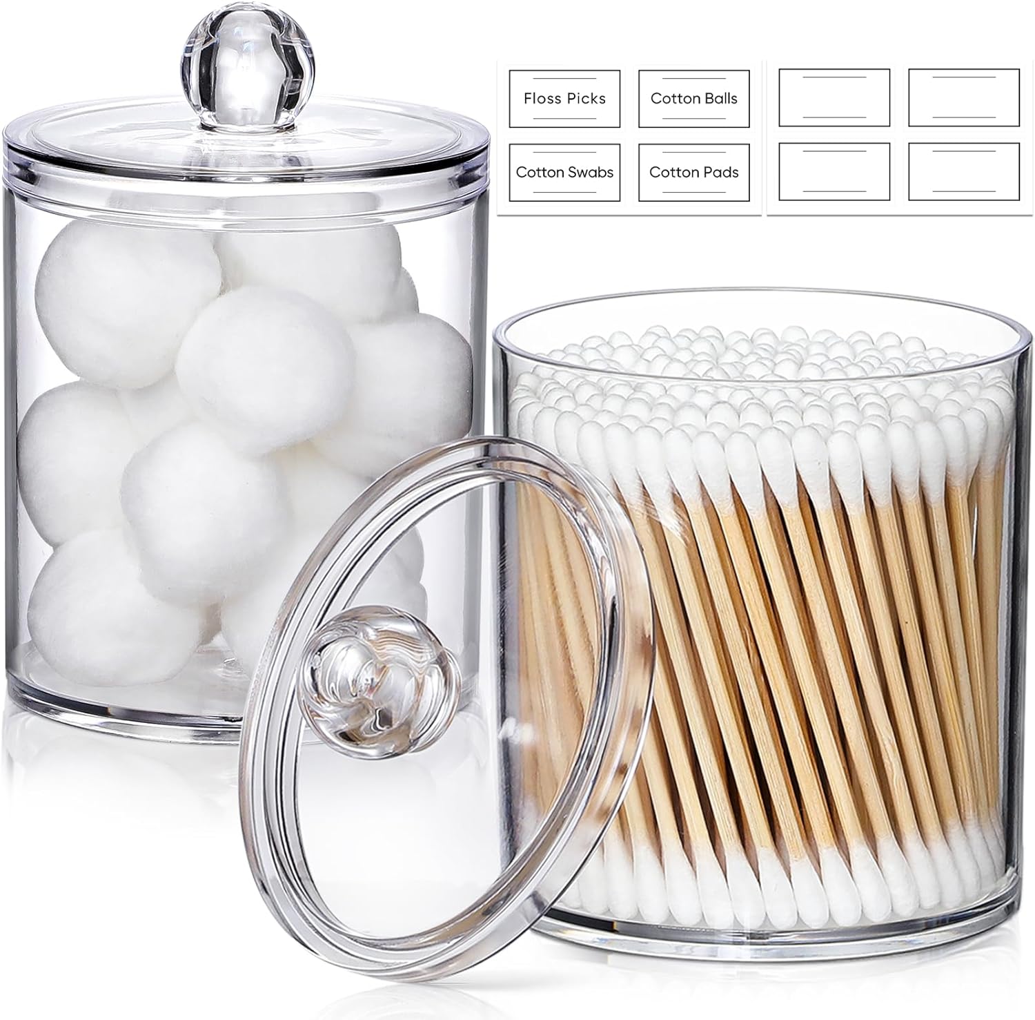 AOZITA 2 Pack Acrylic Q-tip Holder Dispenser