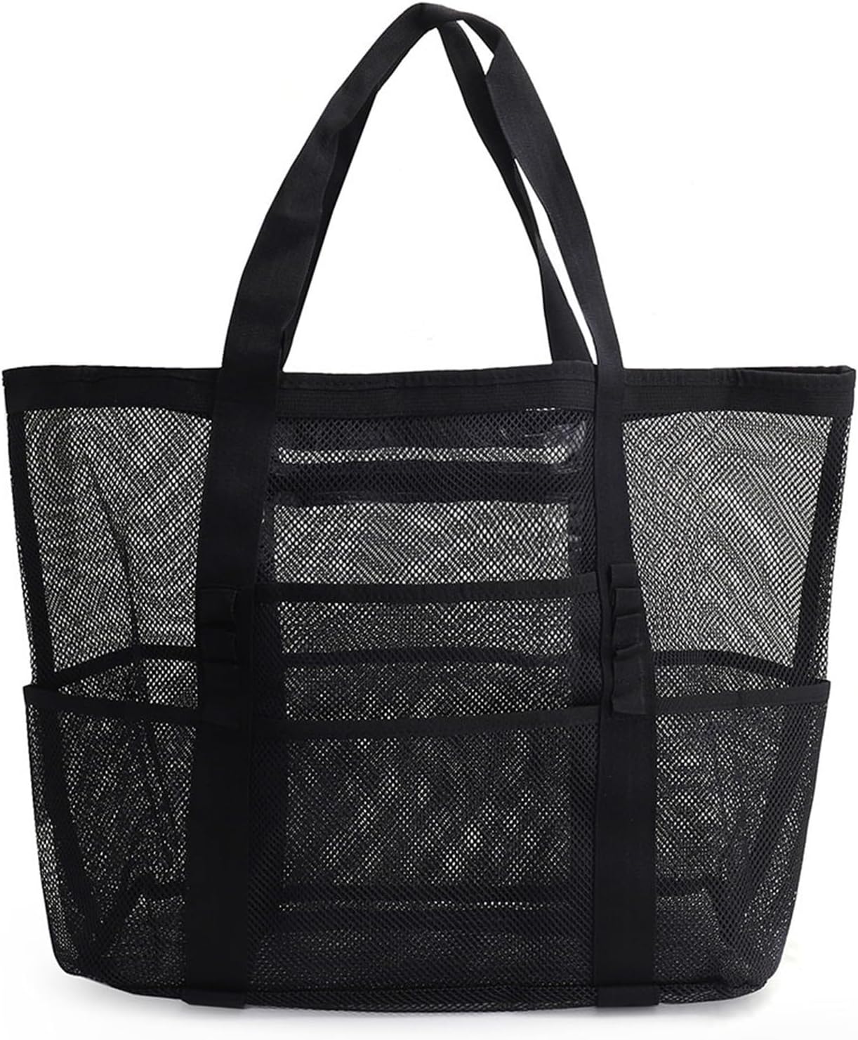 Portable Mesh Shower Caddy with 8 Pockets Black
