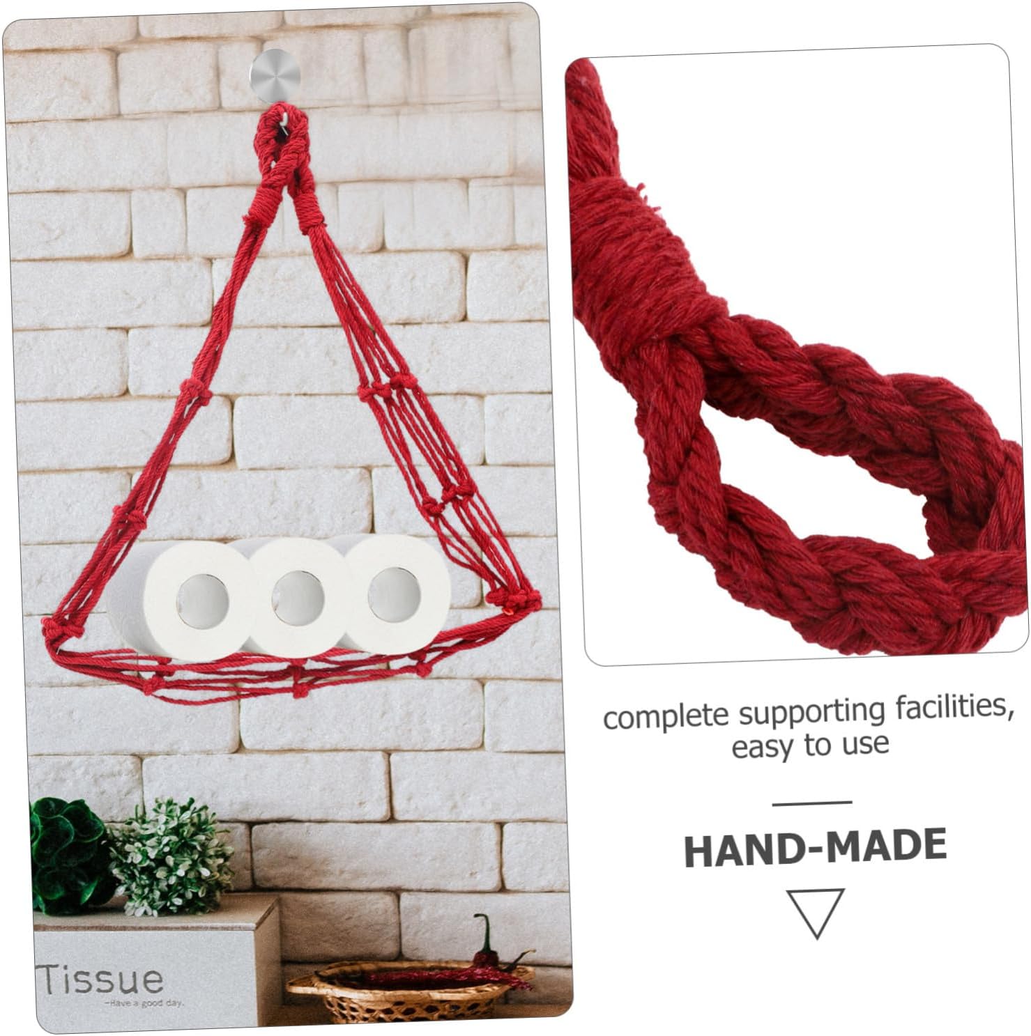 Artibetter Cotton Rope Roll Paper Bag Holder 1