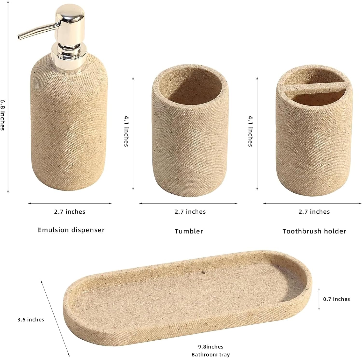Haocoott Bathroom Accessories Set 4 Pieces Modern Decor Beige