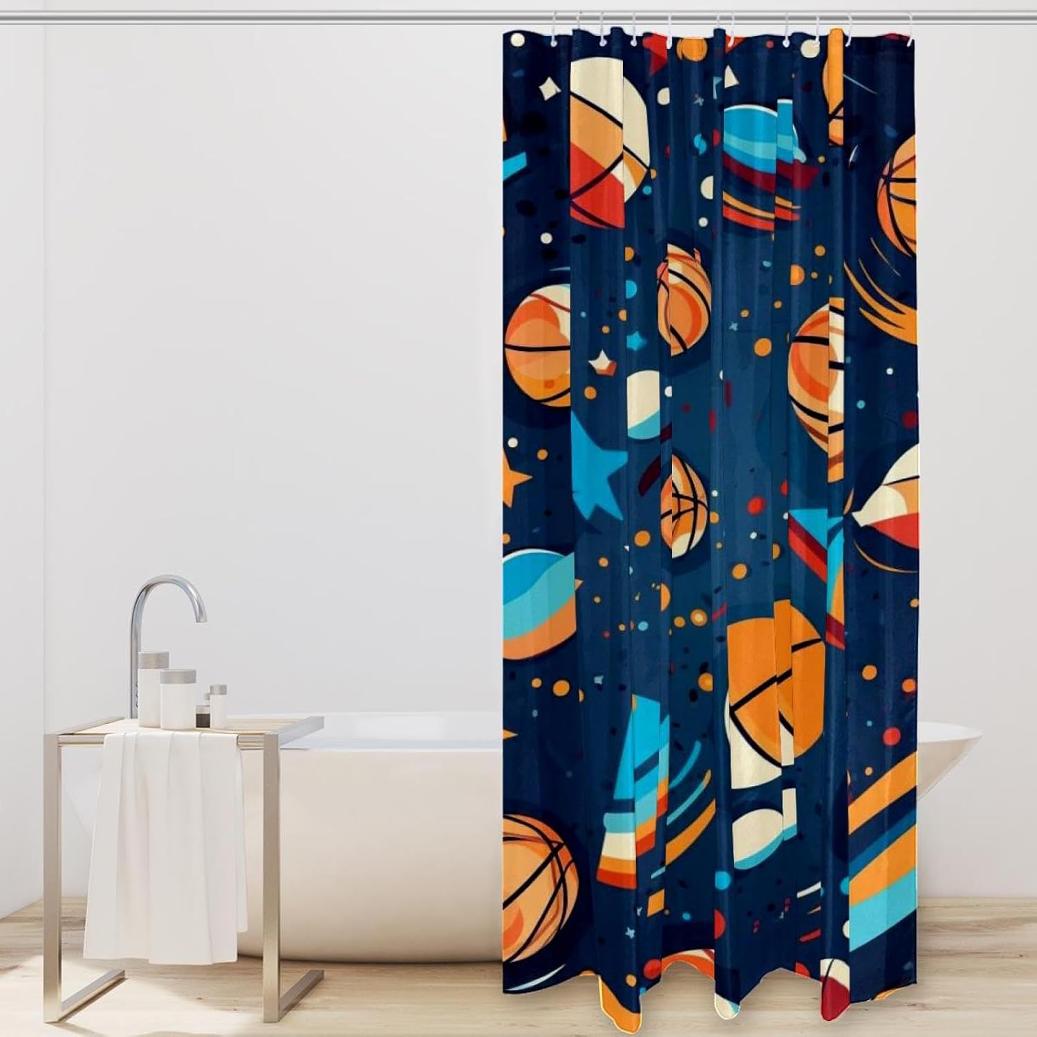 VAPOKF Basketball Shower Curtain Set with 12 Hooks 60x72 Inches 1