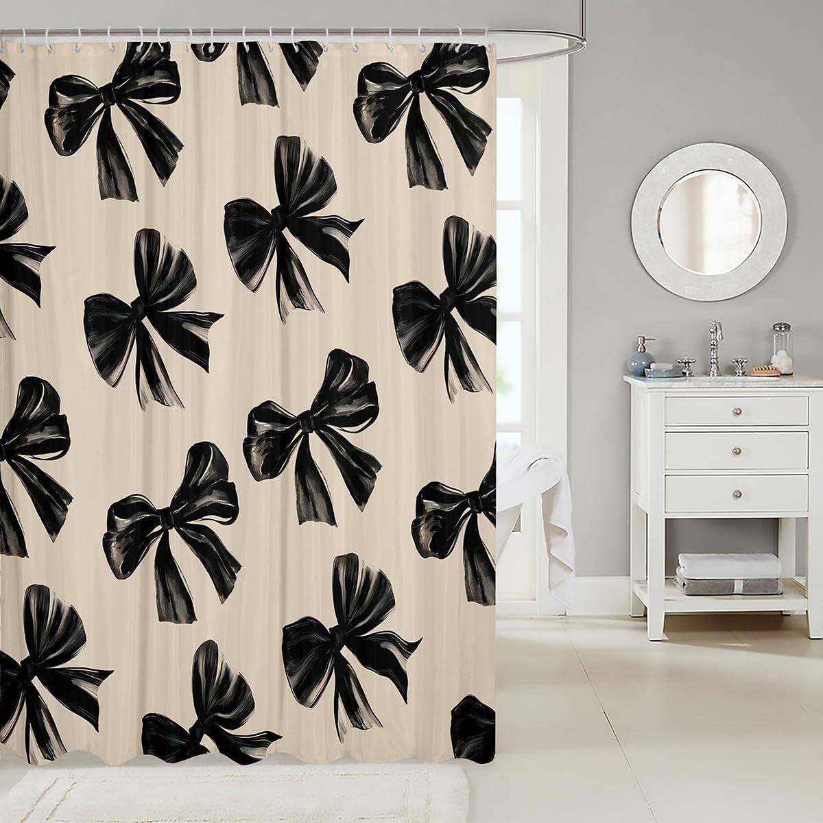 Erosebridal 3D Print Bow Shower Curtain 72x72
