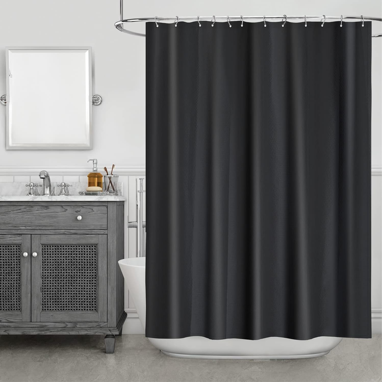 Splash Home Ella Soft Microfiber Shower Curtain Liner - 70x72 Black