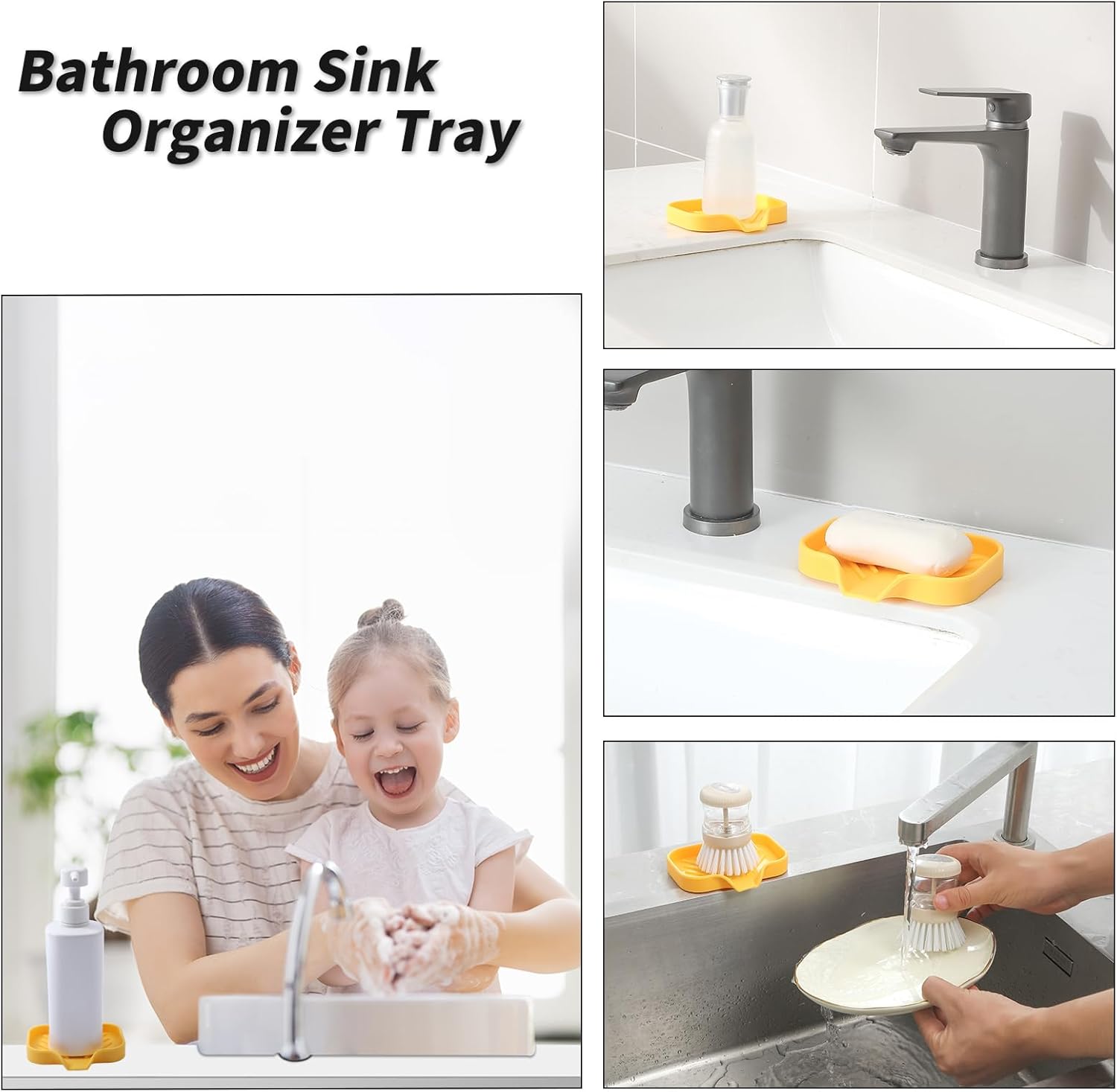 MicoYang Silicone Soap Dish with Drain Spout - Yellow 4932
