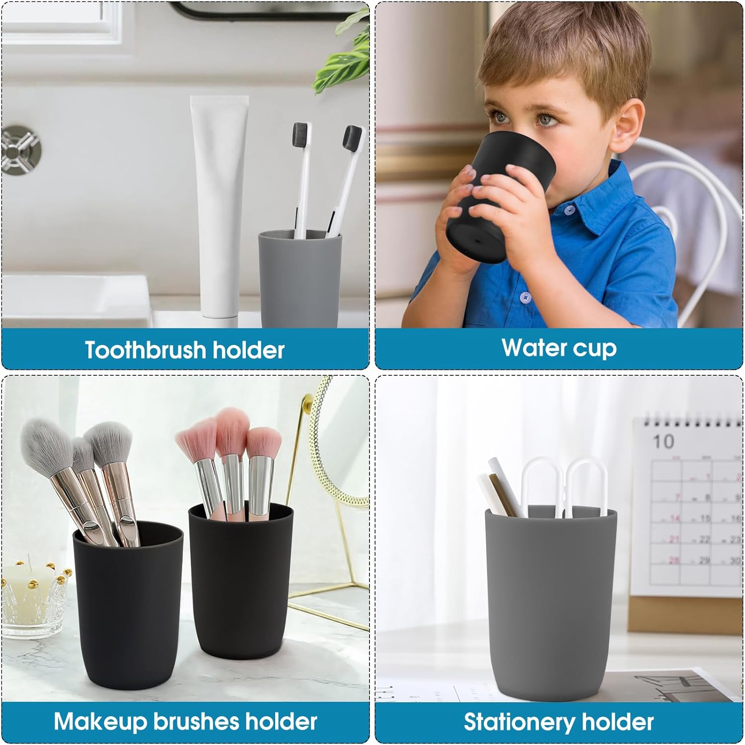 Topsky 4pcs Bathroom Toothbrush Cup Reusable Tumblers