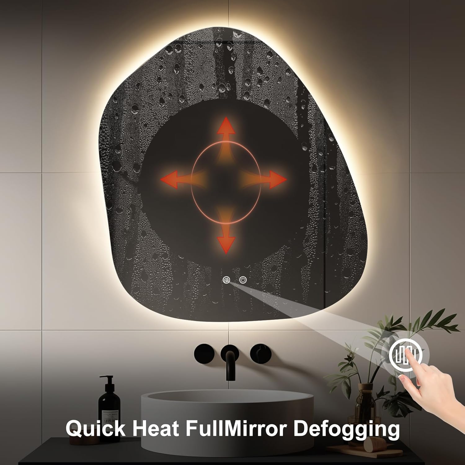 WallBeyond LED Bathroom Mirror with Dimmable Light and Anti-Fog Function