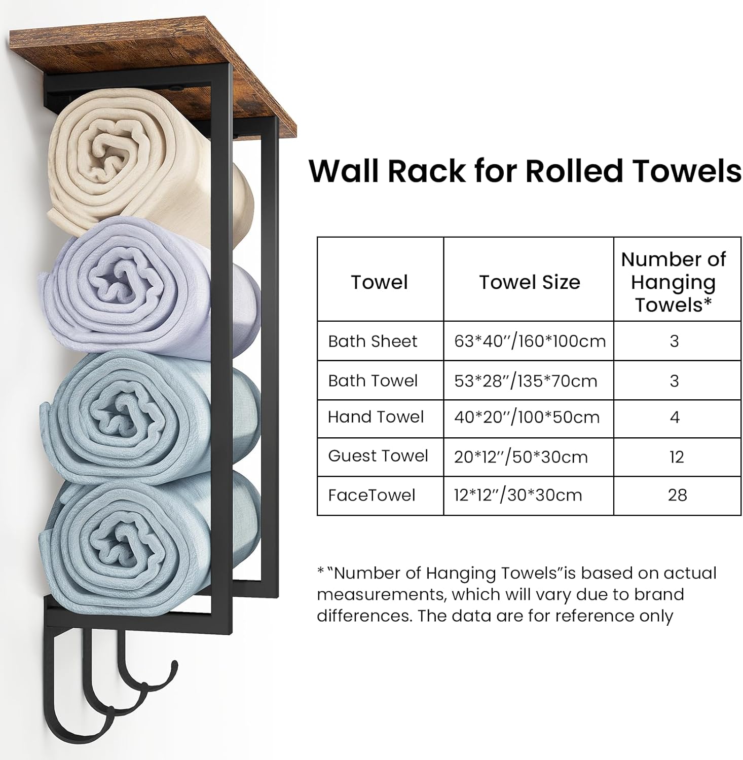 ELITEROO Towel Rack with Shelf and 3 Hooks