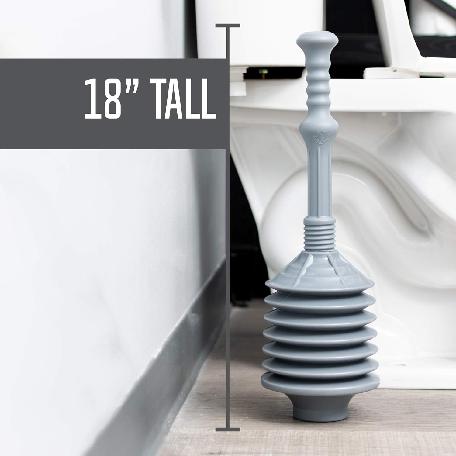 JS Jackson Supplies Professional Bellows Toilet Plunger - Grey