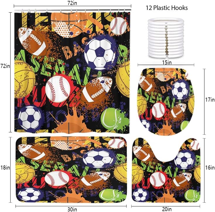 LOKMU 4 Pcs Sport Pattern Bathroom Set