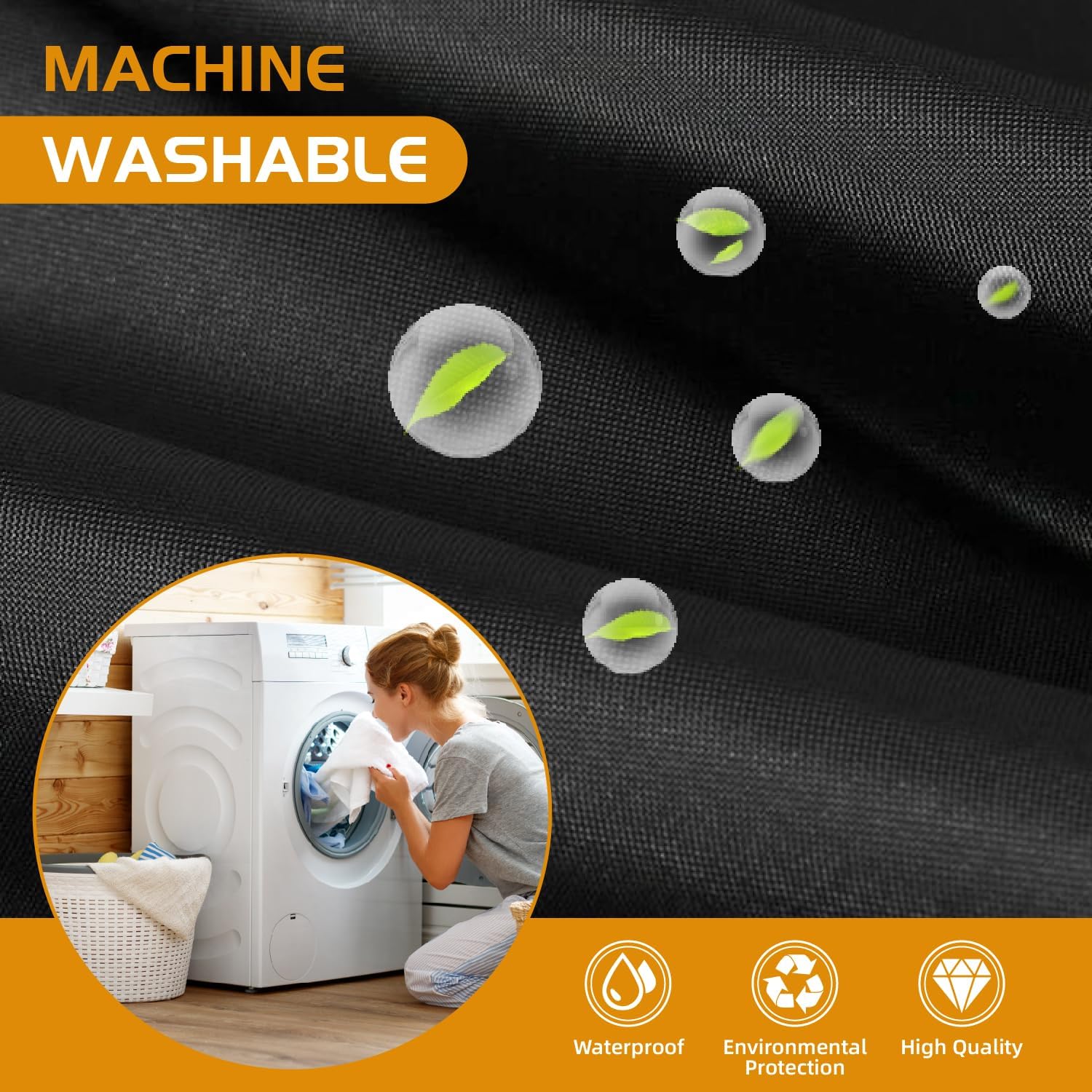1 Pack Fabric Snap-In Shower Curtain Liner Replacement Black 70x54