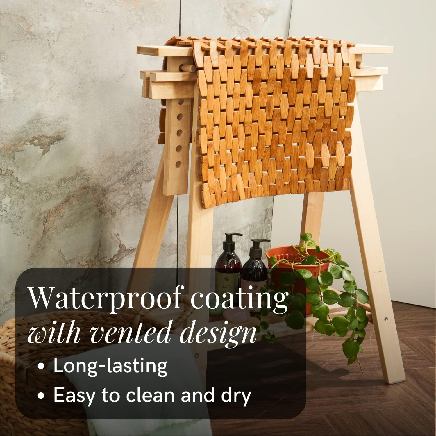 GOBAM Bamboo Bath Mat - Non-Slip Rollable 236 x 157 Inch