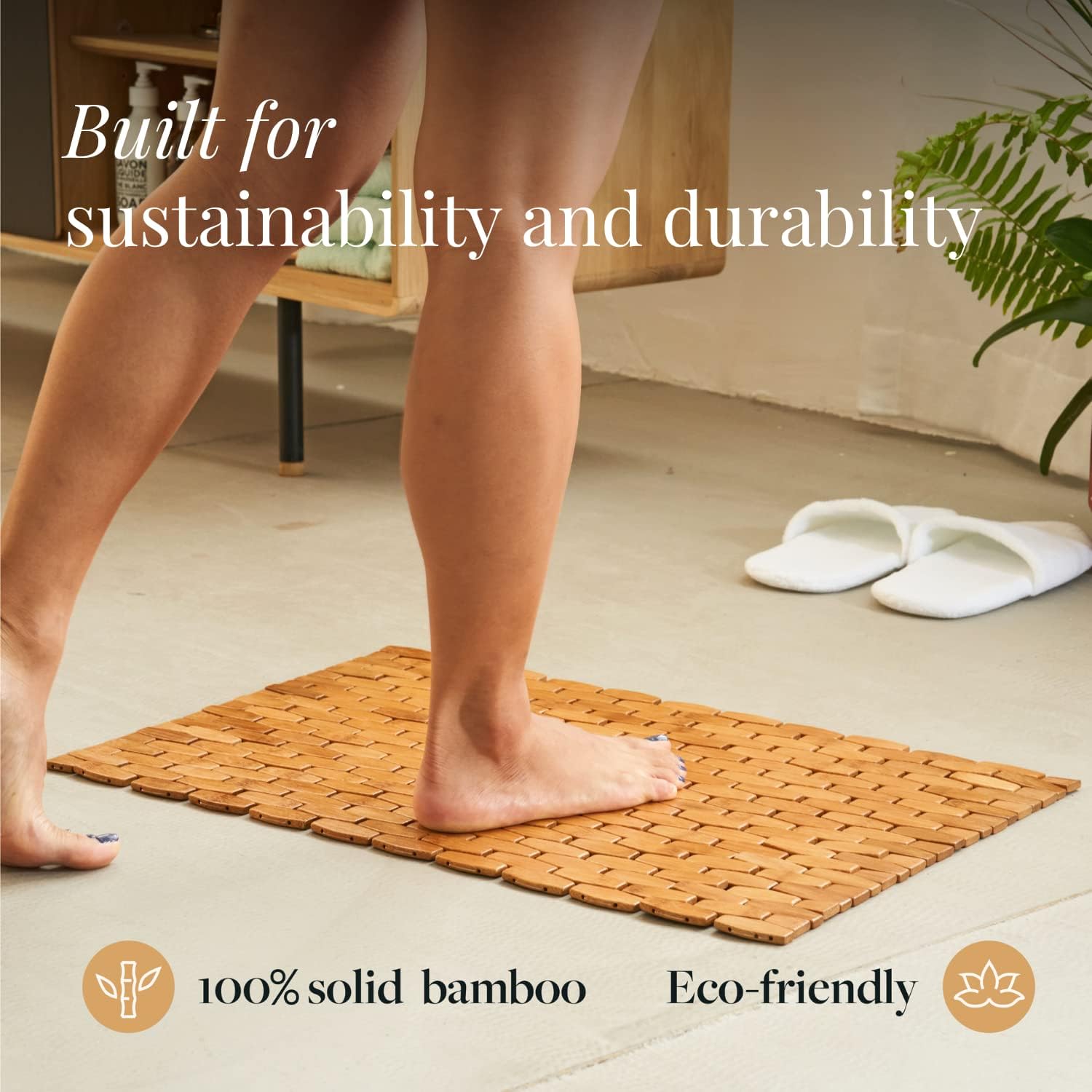 GOBAM Bamboo Bath Mat - Non-Slip Rollable 236 x 157 Inch