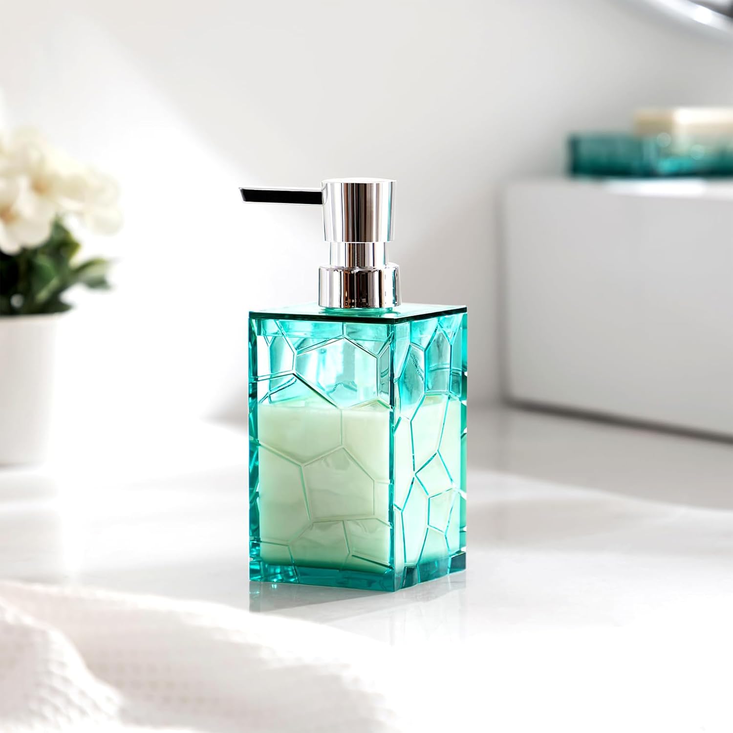 HBlife Teal Blue Acrylic Bathroom Accessory Set