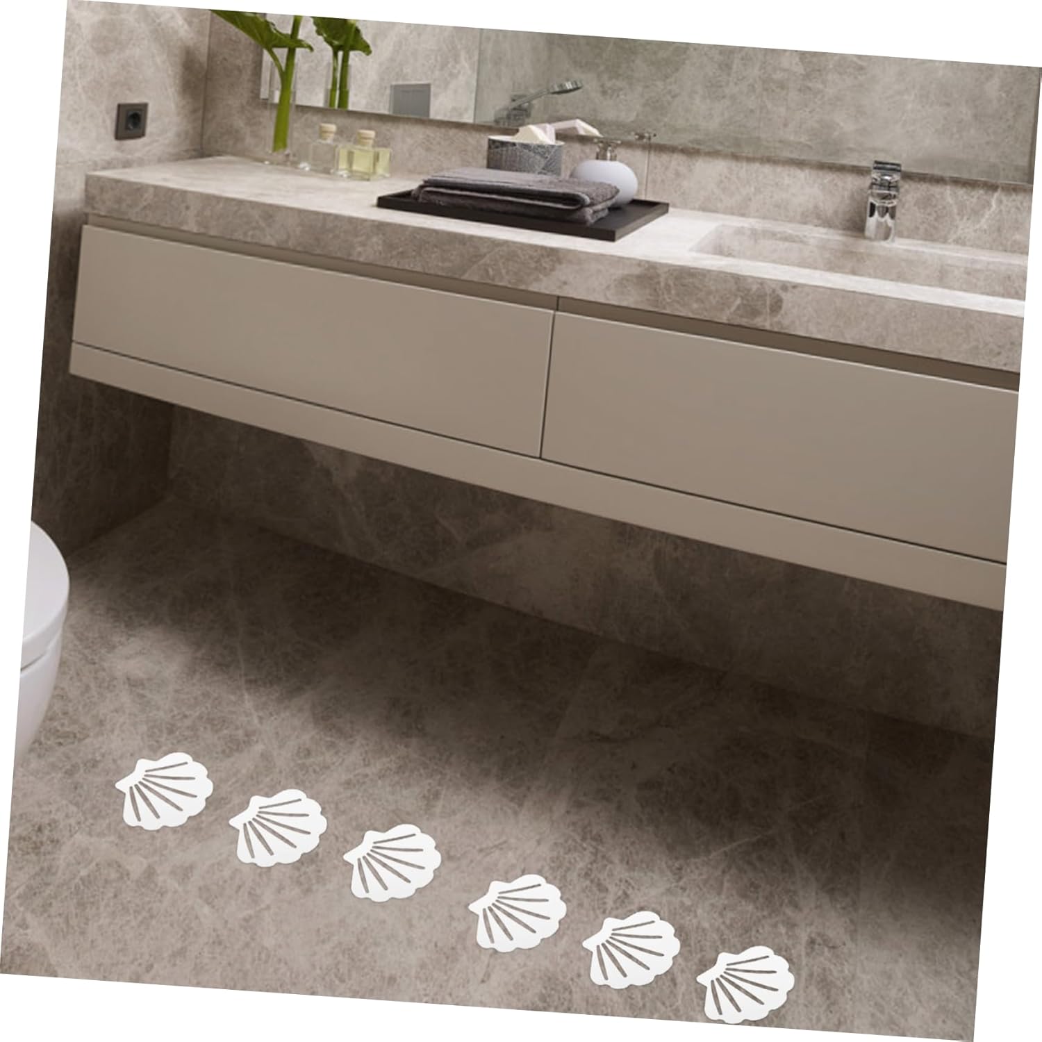 12pcs Shell-Shaped Anti-Slip Bathtub Stickers