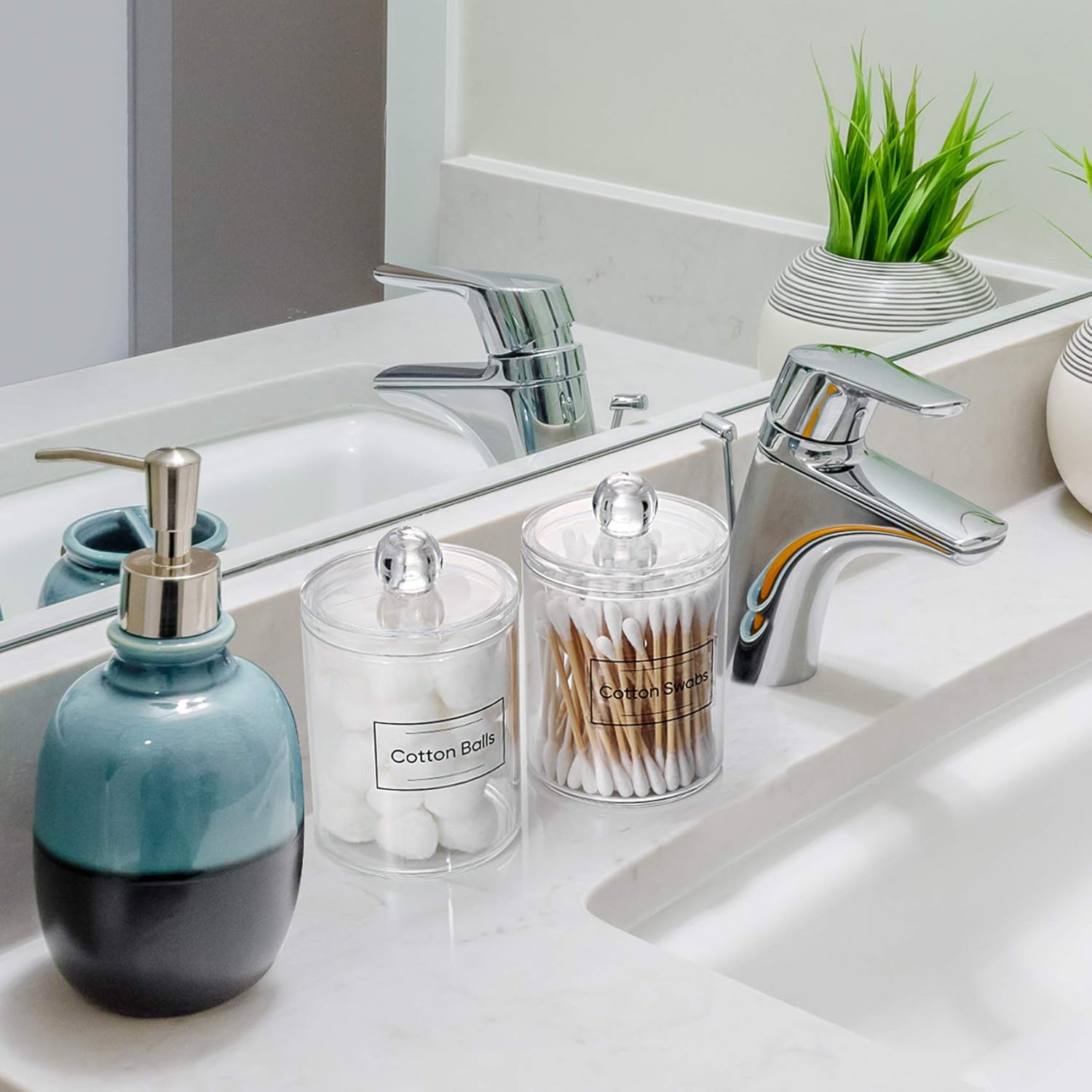 AOZITA 2 Pack Acrylic Q-tip Holder Dispenser