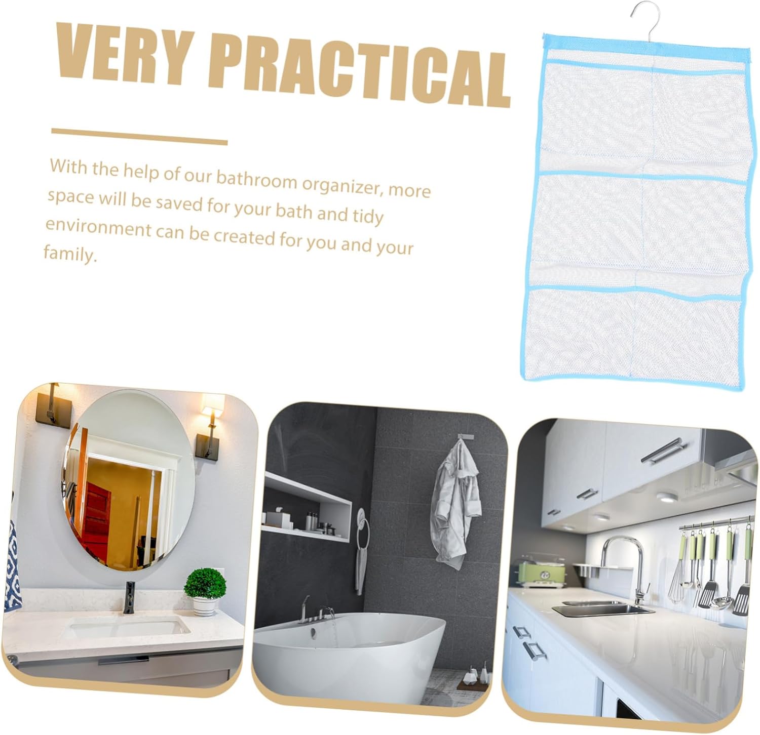 Alipis Mesh Shower Organizer for Shower Curtain Rings