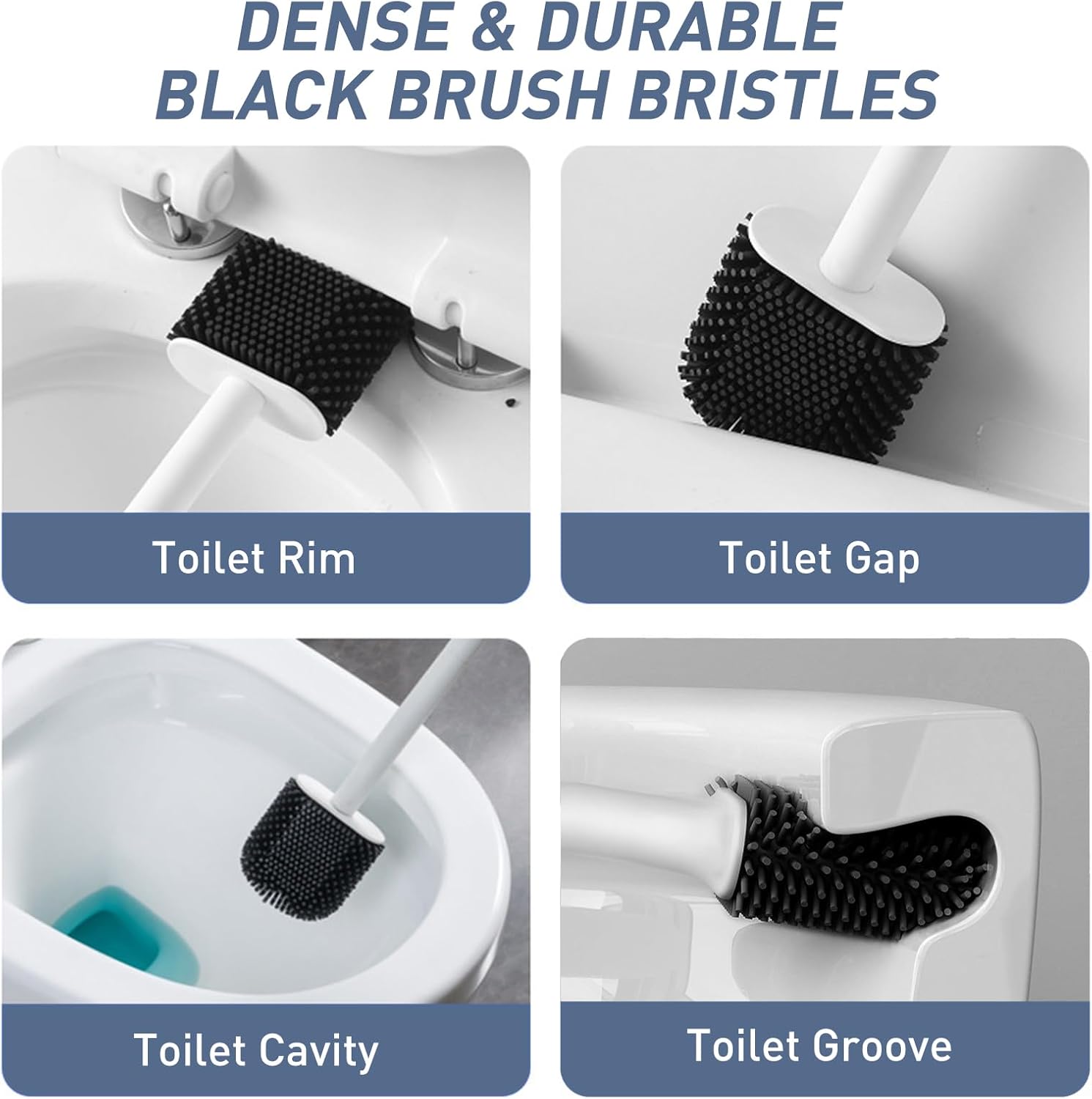 ADNIKIA 2 in 1 Silicone Toilet Brush Plunger Set Black