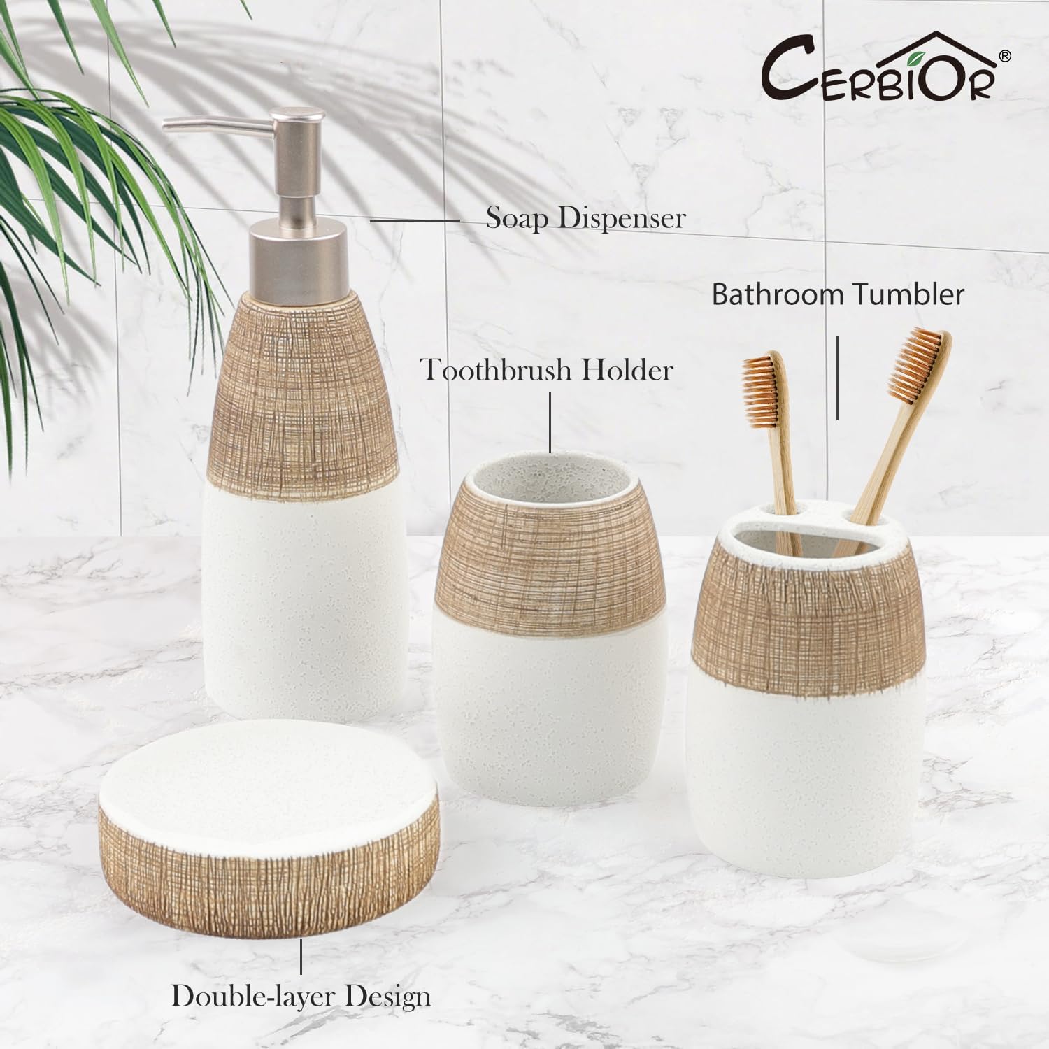 CERBIOR 4-Piece Ceramic Bathroom Accessories Set