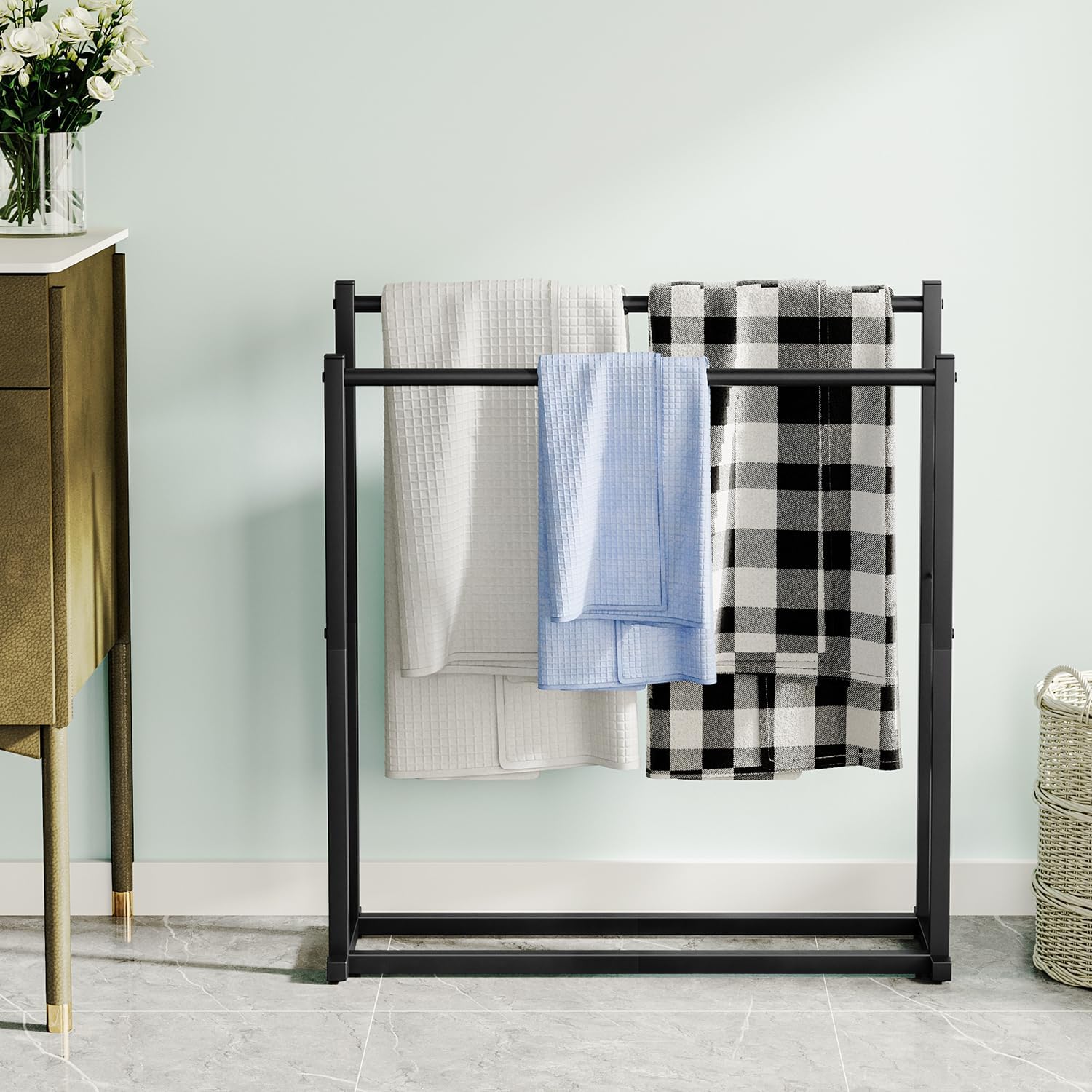 Honiter 2 Tier Free Standing Towel Rack - Black