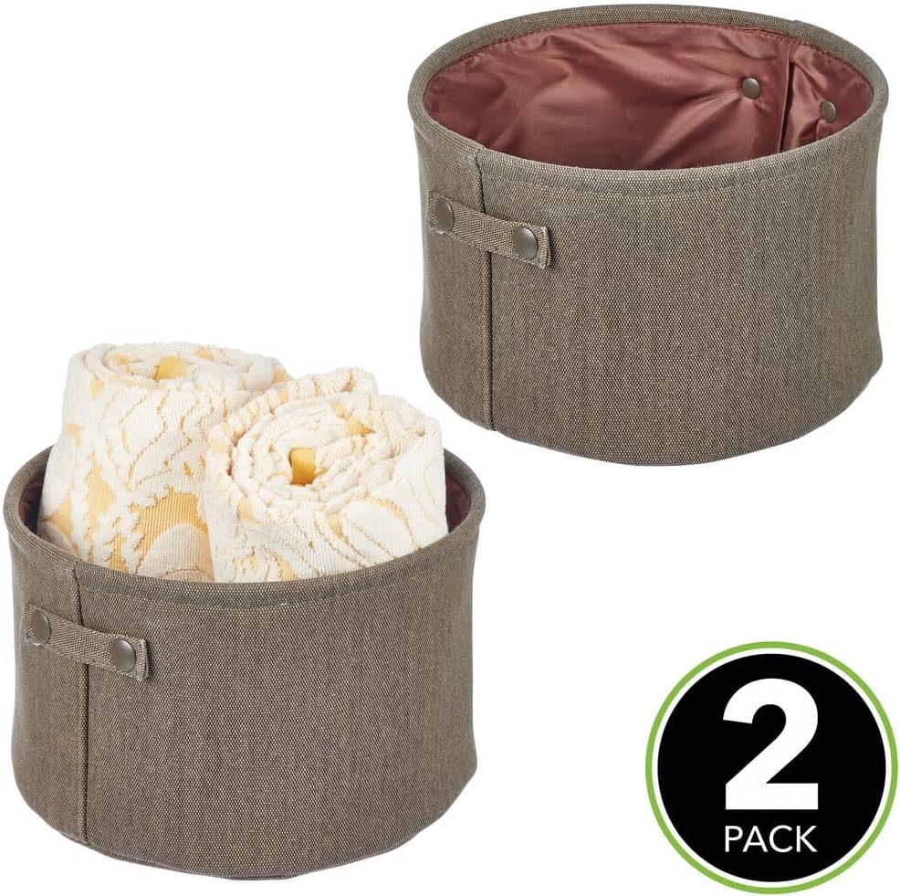 mDesign Soft Cotton Bathroom Storage Bin - 2 Pack Espresso Brown
