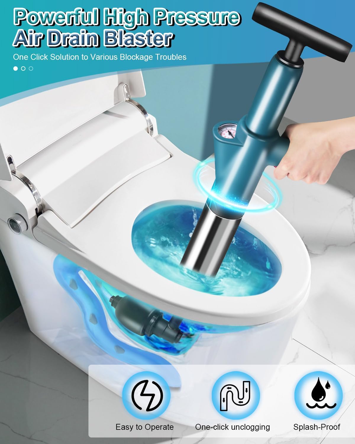Livehitop High Pressure Toilet Plunger Tool