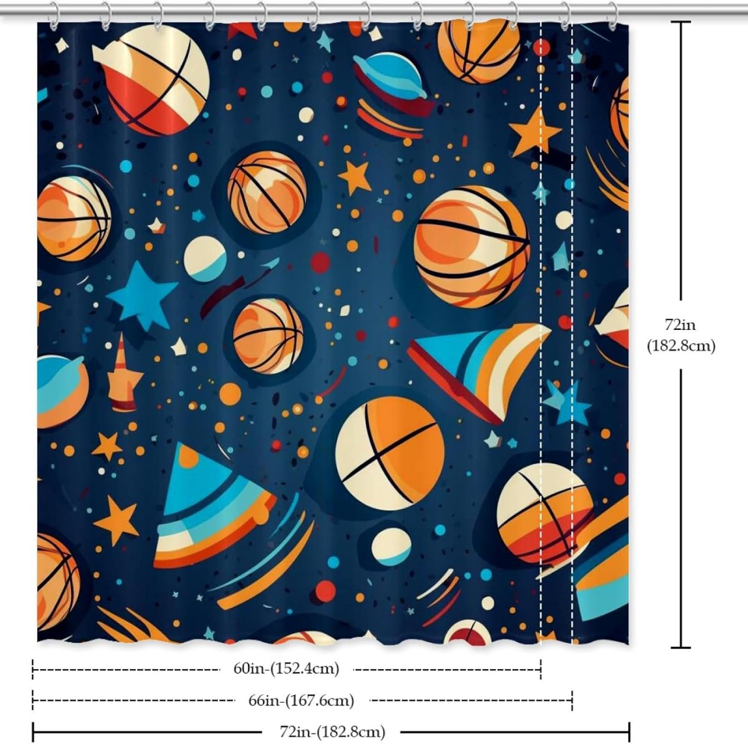 VAPOKF Basketball Shower Curtain Set with 12 Hooks 60x72 Inches 1