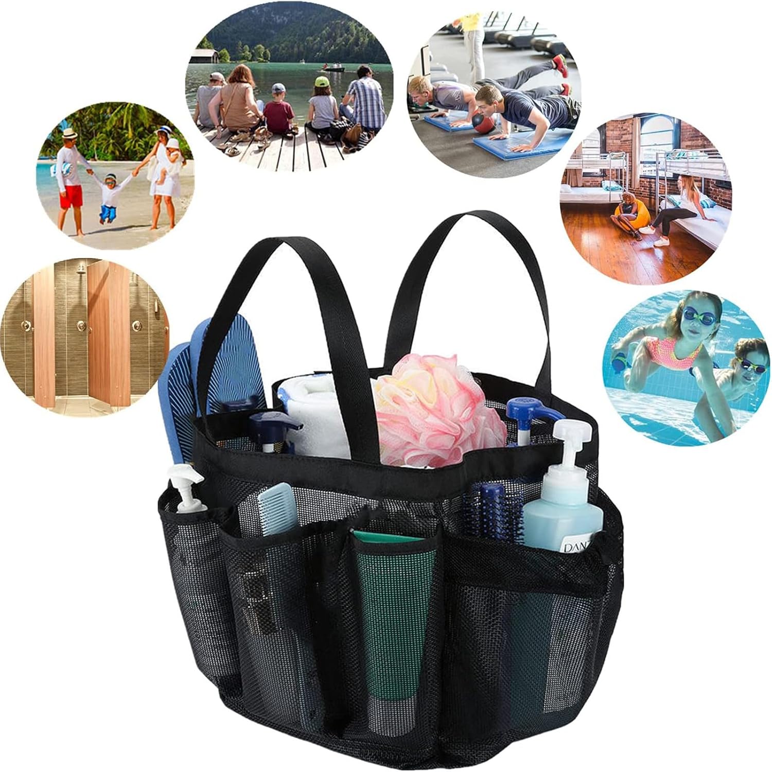 Mesh Shower Caddy with Upgraded Deep Pockets and 2 Handles