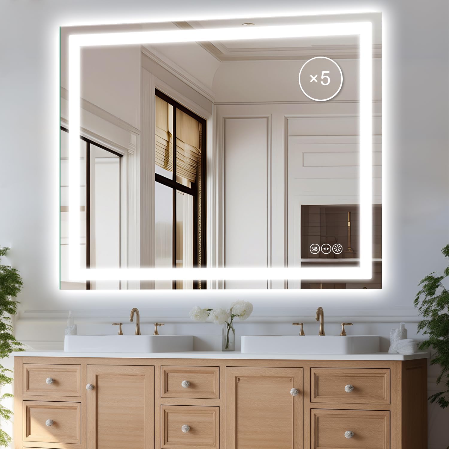 Zeerry 32x40 Inch LED Bathroom Mirror with Touch Switch and Anti-Fog