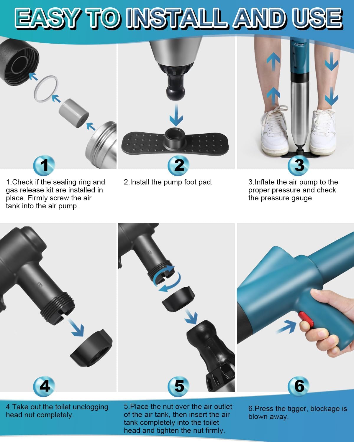 Livehitop High Pressure Toilet Plunger Tool