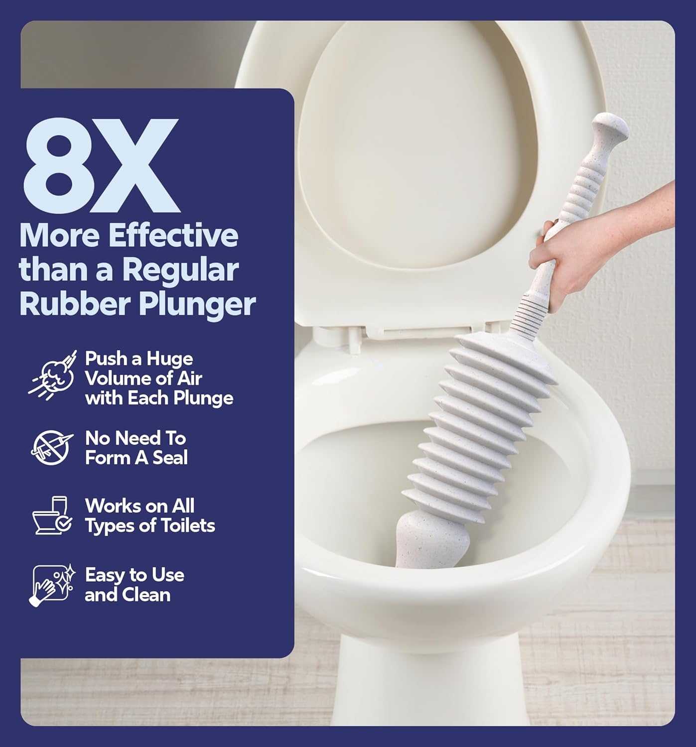 Luigis Heavy Duty Toilet Plunger - 15L Water Capable 8x Force