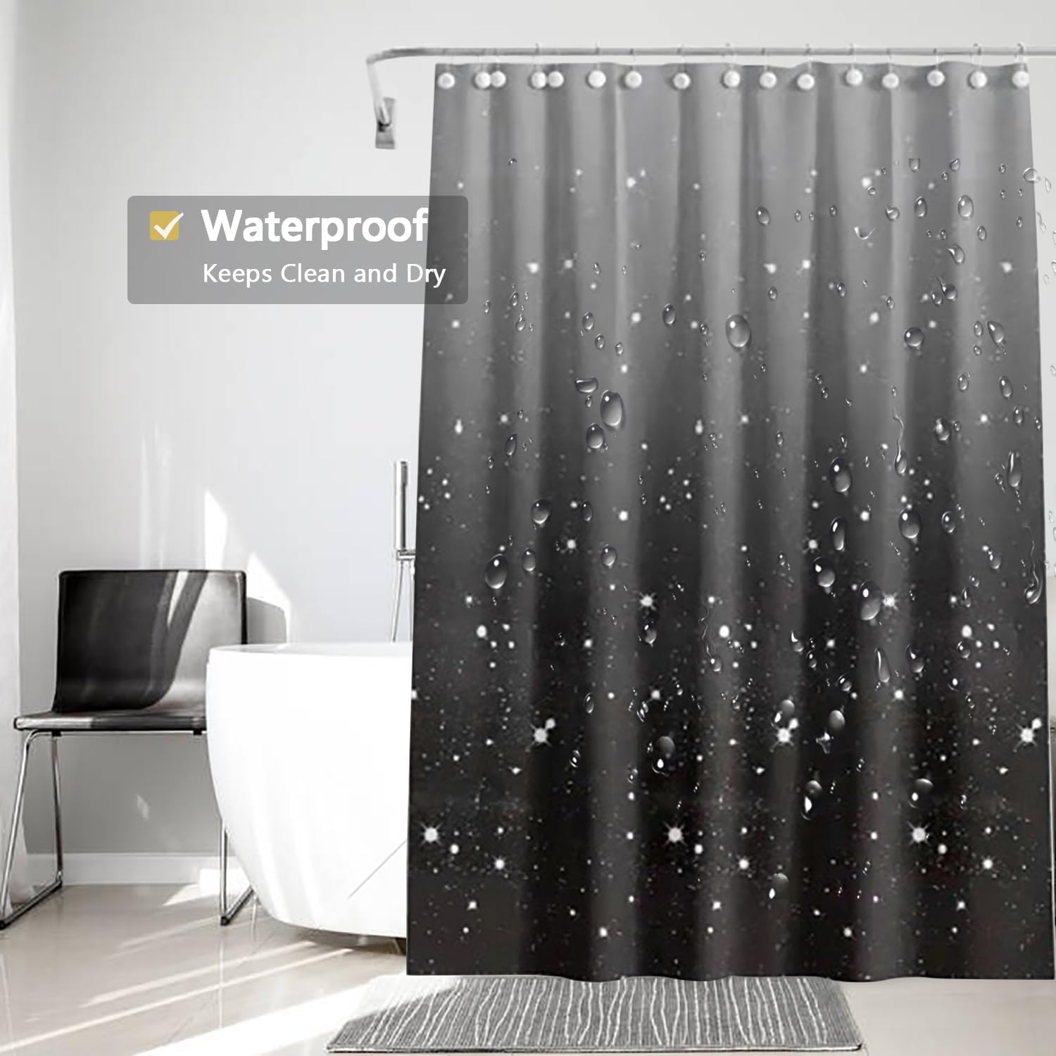 TIKABC 72x72 Inch Magnetic PEVA Shower Curtain Liner