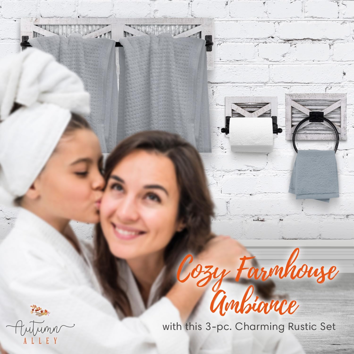 Autumn Alley Rustic Farmhouse 3PCS Towel Set Holder