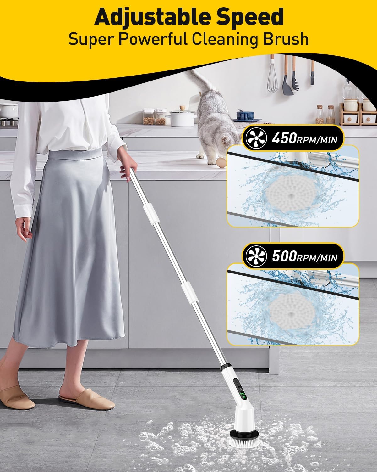 Electric Spin Scrubber Bathroom Cleaner Cordless 2 Speed