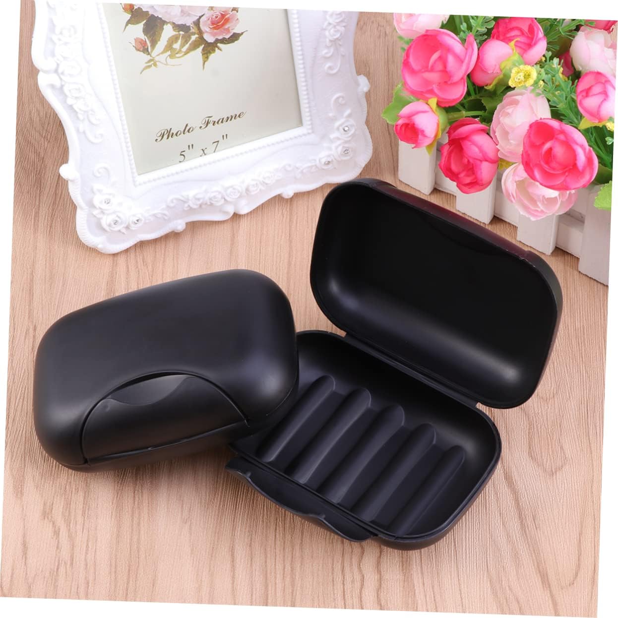 Ciieeo Portable Leakproof Soap Dish for Travel Hiking Black