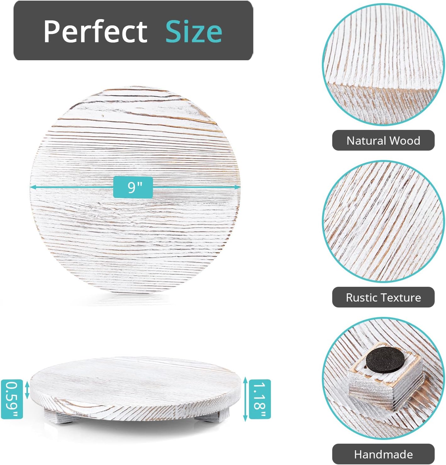 Bivvclaz 9 Rustic White Round Wood Tray