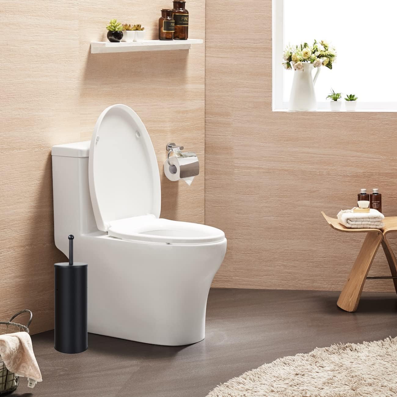 Gecious Black Toilet Plunger with Holder